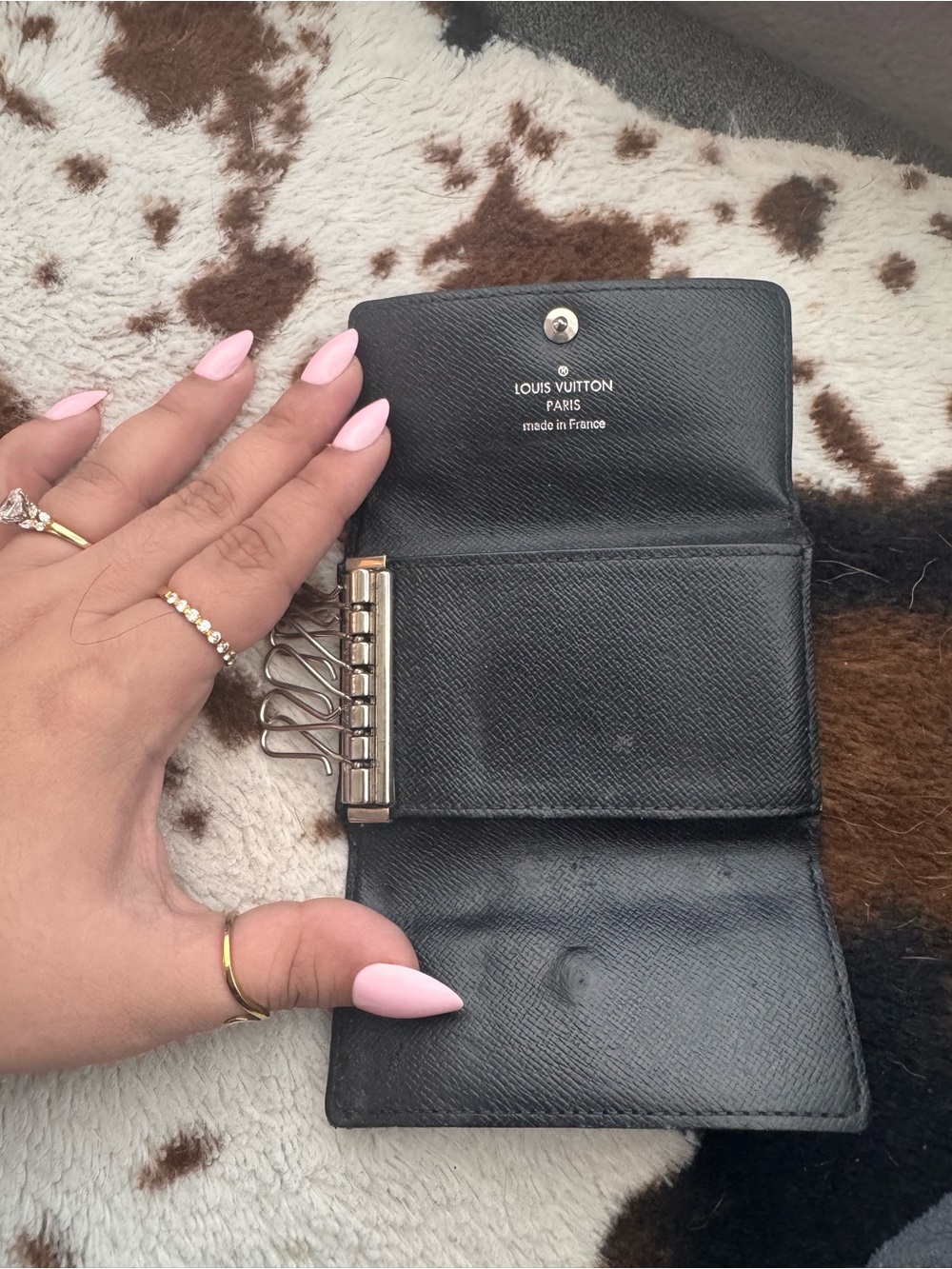 Louis Vuitton Black Saffiano Leather Key Holder